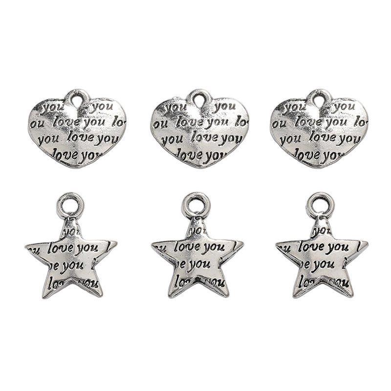 Ювелирные аксессуары ручной работы в ретро стиле из цинкового сплава, кулон в форме сердца и звезды, прямые продажи с фабрики A800914