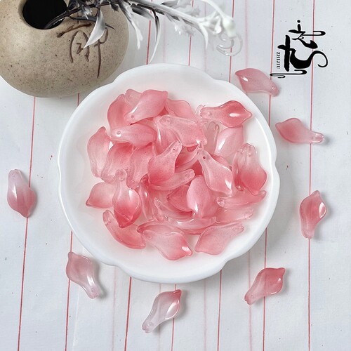 Nine 11x20mm glazed lotus petals and leaves diy handmade hairpins ancient style hanfu headwear production materials