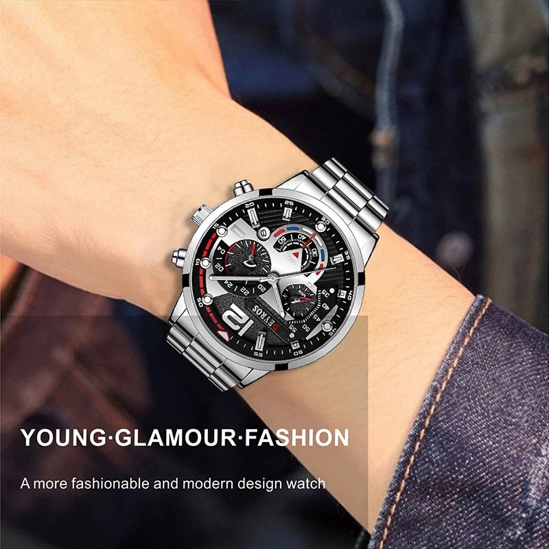 Number Pattern Men's Gender Casual Style Casual Number Buckle Quartz Men's Watches