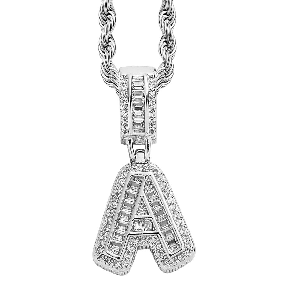 Xiyin Cross-Border European and American Ins Fashion Personality Hip-Hop Unisex Rock Candy Copper Inlaid Zircon Letter Jewelry Pendant