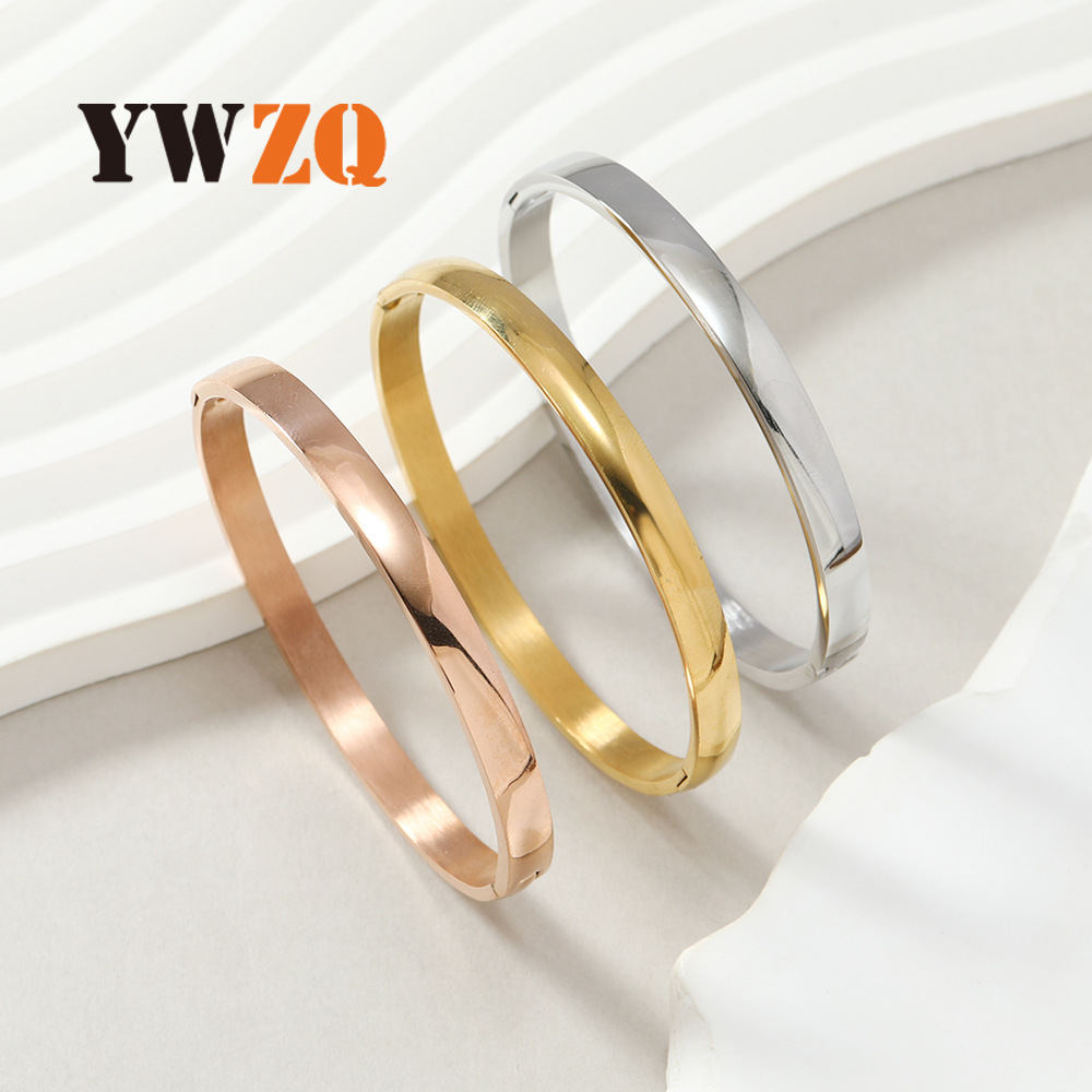 Pulsera de anillo de acero de titanio transfronterizo directo de fábrica mujer brillante hebilla esférica pulsera de tipo O simple joyería de acero inoxidable