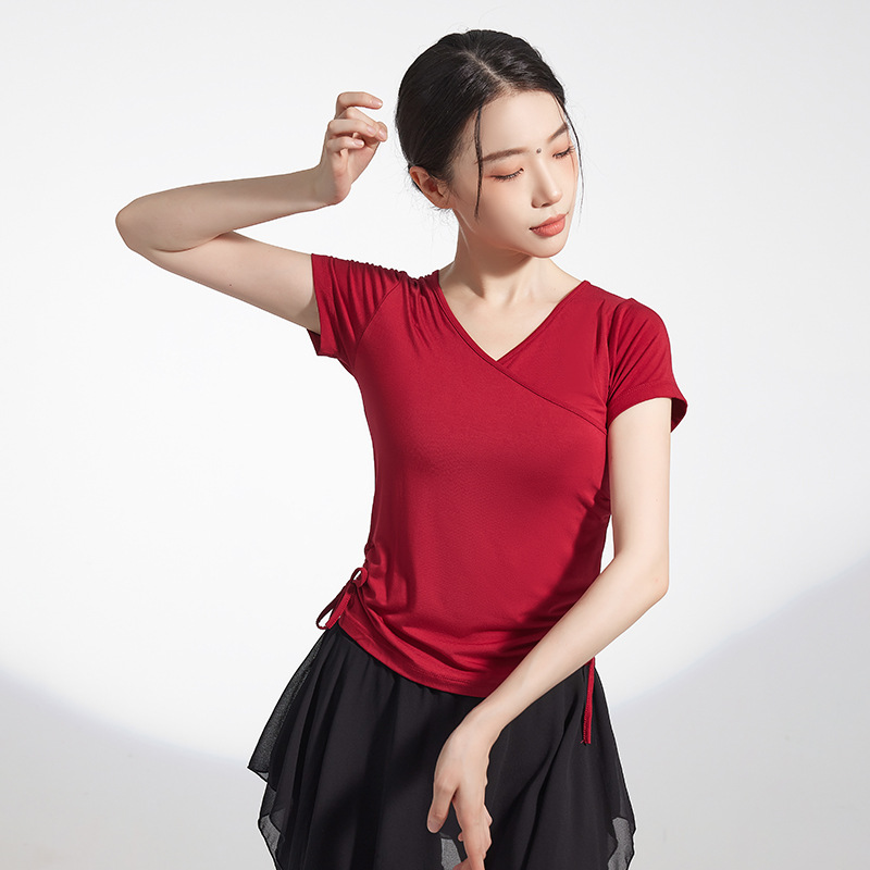 Dance special examination summer practice clothes tops for women adult body black clothes modern classical dance Latin dance