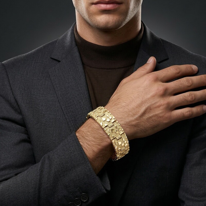 European and American Cross-Border 2025 New Hip-Hop Street Fashion Jewelry 25mm Ultra-Wide Personalized Hiphip Bracelet Men's Wide Version