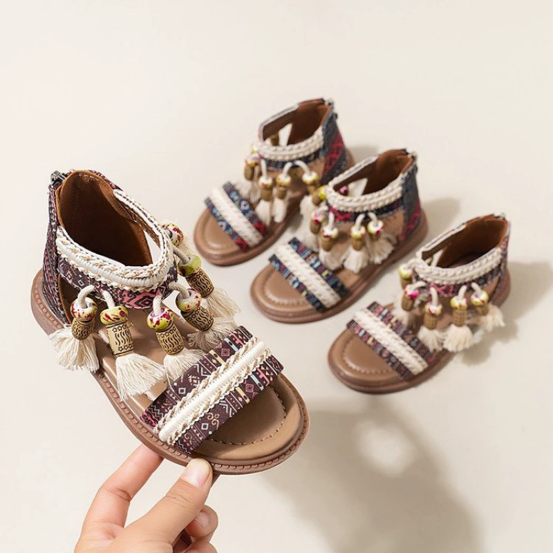 Сандалии для девочек 2023 летняя мода дикая обувь принцессы