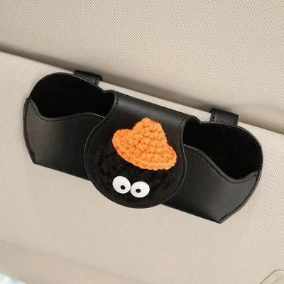 Clip Car Storage Box Storage — Car Glasses Clip/Bill Clip - orange-hat-briquettes-magnetic-glasses-box-black
