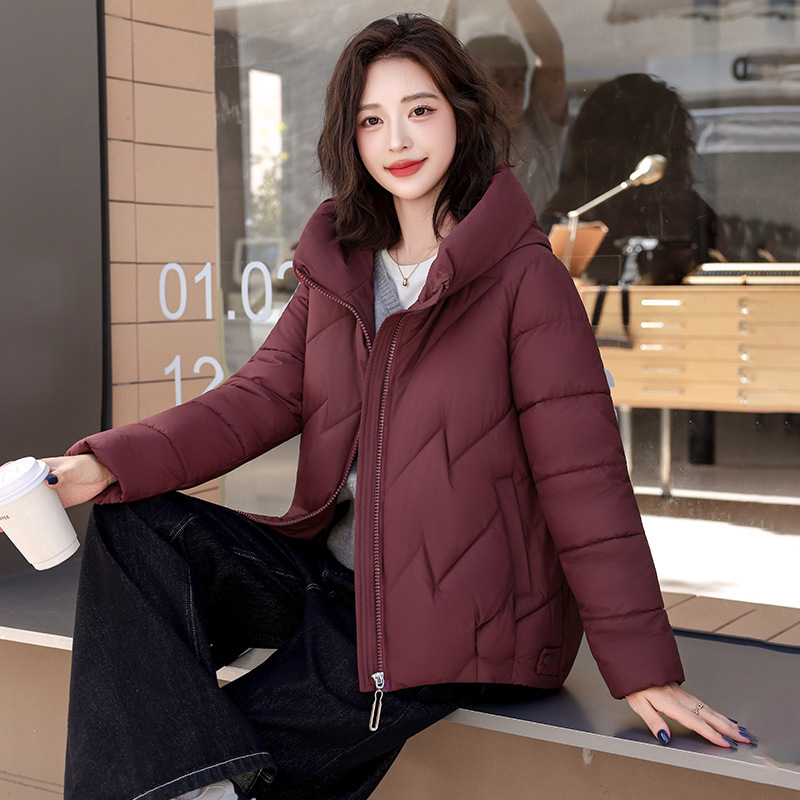 2025 Winter Fashion Plus Size Cotton Jacket Women's Short Cotton Coat Thickened Loose Korean Style Hooded Short Cotton Jacket Women's Outerwear