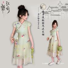 儿童夏装旗袍汉服女童中国风唐装中大童复古短袖连衣裙女孩新中式