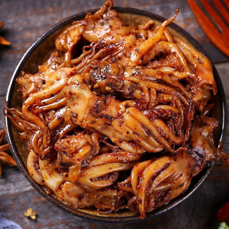 500g Spicy Squid Tentacles, Ready-To-Eat Squid Heads, Shandong Specialty Seafood, Squid Strips 250g, Snacks to Accompany Drinks