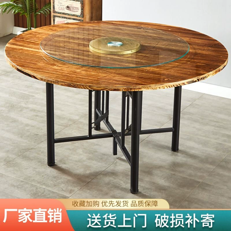Складной обеденный стол из массива дерева на 10 и 15 человек, большой круглый стол с поворотным столом для домашних ресторанов, столовых и ресторанов, круглая столешница