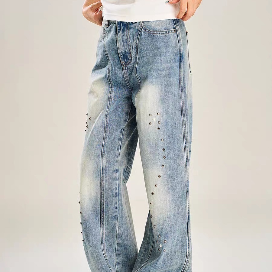 Men's Stylish Minimalist Harajuku Style Trendy Jeans Relaxed Artistic American Vibe_viptrois.com