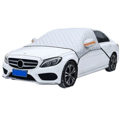 Car cotton quilt snow cover, front windshield sunshade, glass sunshade, thickened snow cover, anti-freeze and anti-frost half-cover car cover (Car snow shield) - for-customization-please-contact-customer-service-car-snow-cover-thickened-cotton-quilt-style-half-cover-231201140