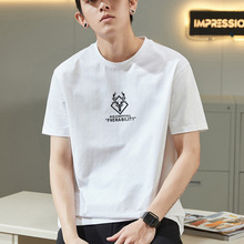 纯棉T恤男士宽松圆领短袖休闲体恤印花短袖男潮牌外贸跨境批发