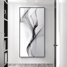 极简玄关装饰画壁画轻奢黑白抽象线条铝合金边框装饰画客厅可批发