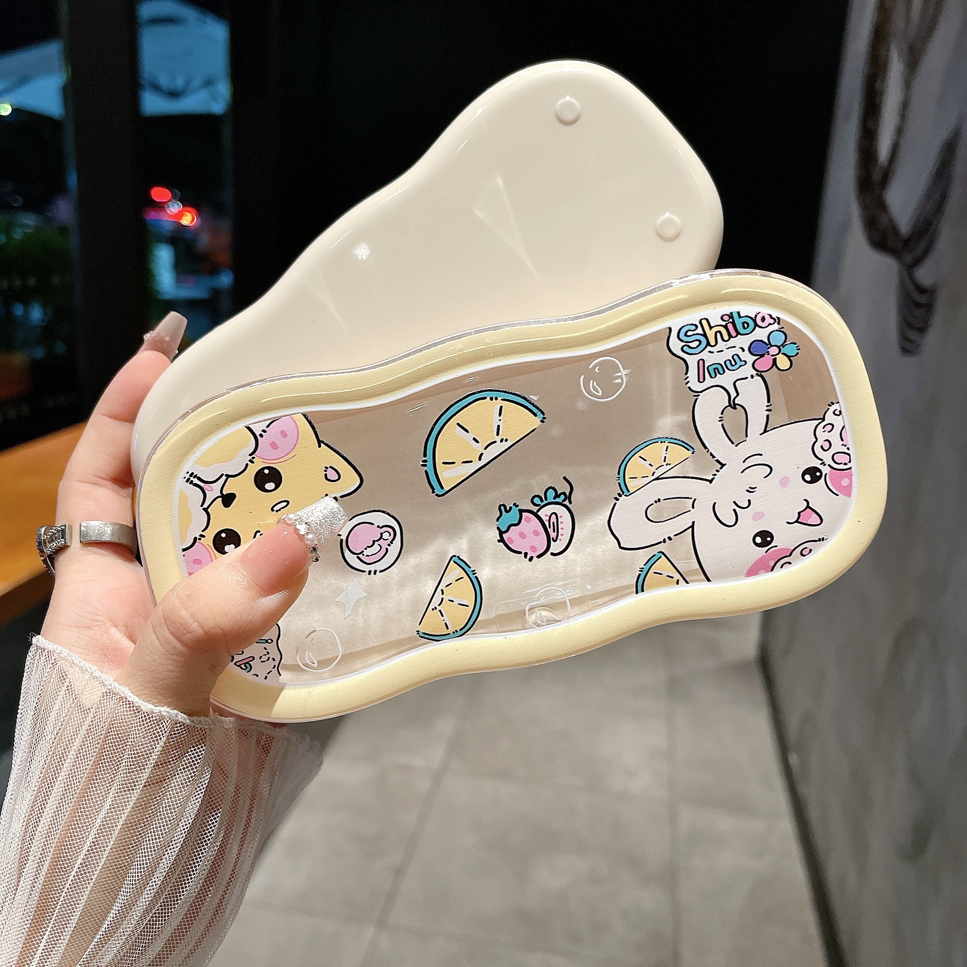 Caja de gafas transparentes de borde de la nube, alta sensación de almacenamiento portátil, niños, niños, niños, estudiantes, lindos, caja de gafas al por mayor