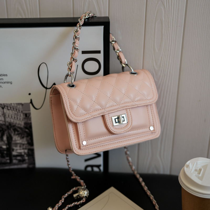 One-shoulder bag, small bag, chain, shoulder bag with diamond pattern