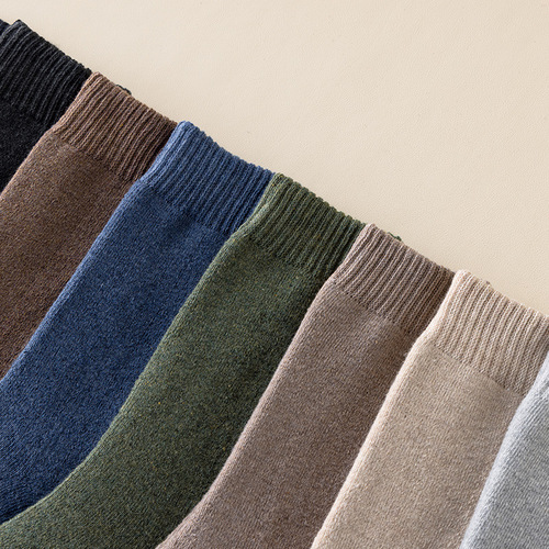 New Winter  Ribbed Casual Long Cuff Ribbed Socks, Solid Color Simple Thermal Thick Snow Socks for Men