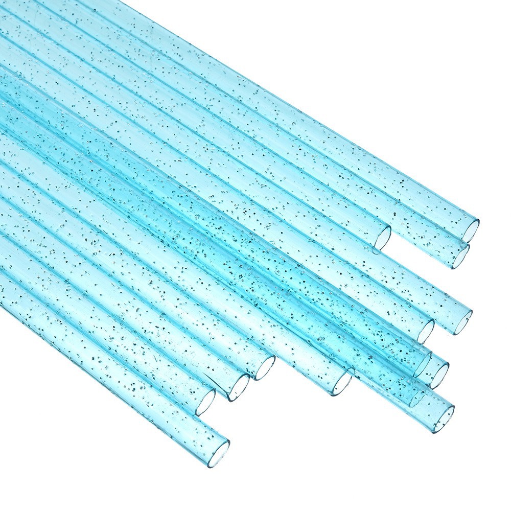 Venta caliente transfronteriza tubo recto de 23CM color plata polvo pajita dura pajita de plástico PP tubo duro repetible nuevo spot
