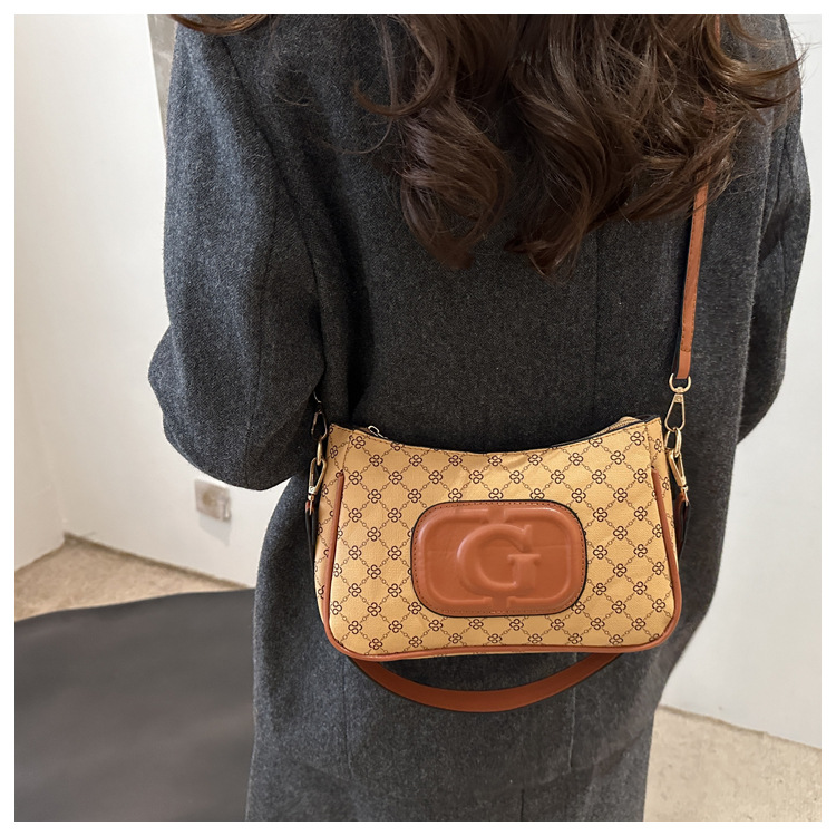 Cross-border retro trend small square bag for women, new fashionable printed French small square bag, niche and stylish single-shoulder crossbody bag undefined