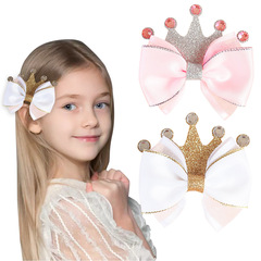 Princess Glicity Crown Hair Accessory, Children's Handmade Bow Hair Clip, Girl Hair Accessory Without Harming Hair, All-in-One Hair Piece