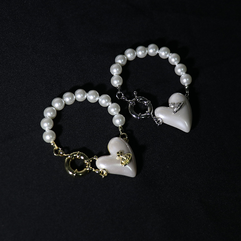 Mode Retro Perle Perlen Blume Saturn Anhänger Legierung Halskette display picture 4