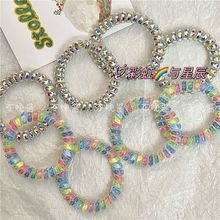 多巴胺发饰彩虹渐变电话线星星发圈高弹力大肠发绳头绳女孩头饰