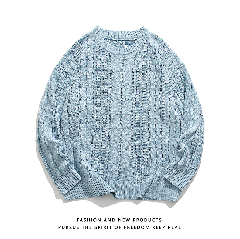 Trendy Men's Knitted Sweater Versatile Solid Colour Winter Style_voghion.com