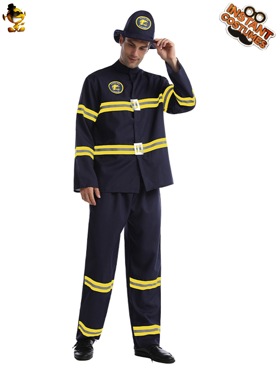Traje de rendimiento de bombero de Halloween para hombres adultos cos bombero juego de rol traje de fiesta de rendimiento en etapa