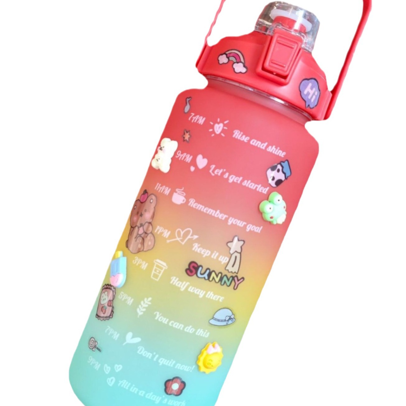 Comercio electrónico transfronterizo botella de agua degradada de tres colores esmerilado bebida doble deportes paja taza de agua hervidor de gran capacidad con pegatinas