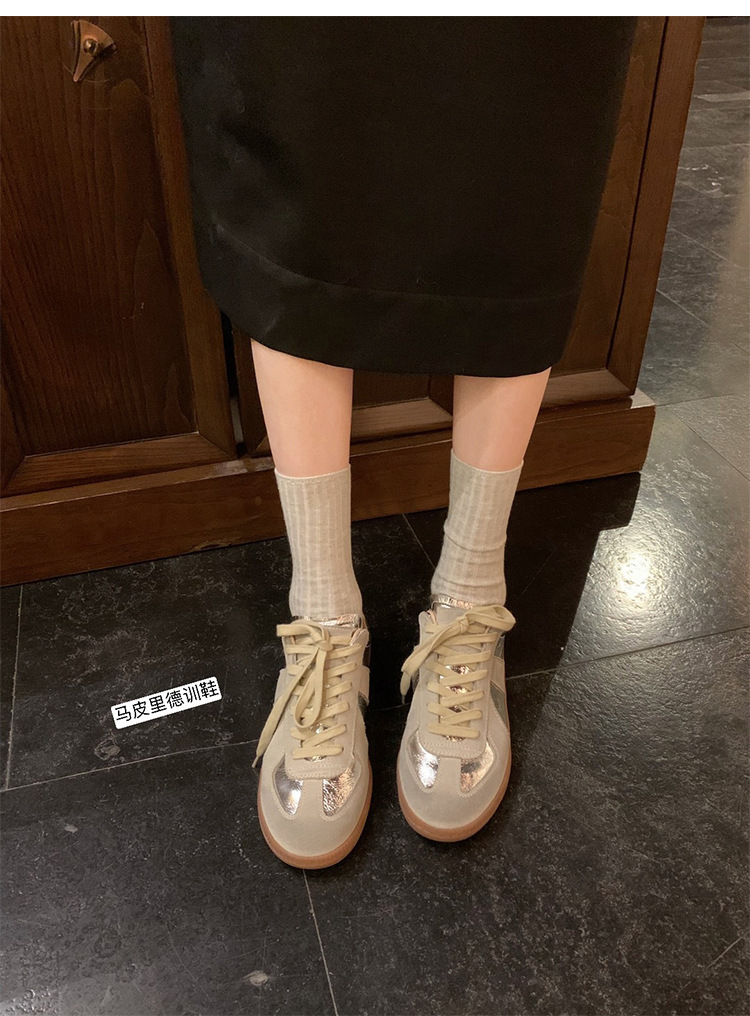 Versión de cuero de vaca ~ versión coreana de cuero de cor correa casual zapatos deportivos ligeros transpirables de suela gruesa zapatos Gump