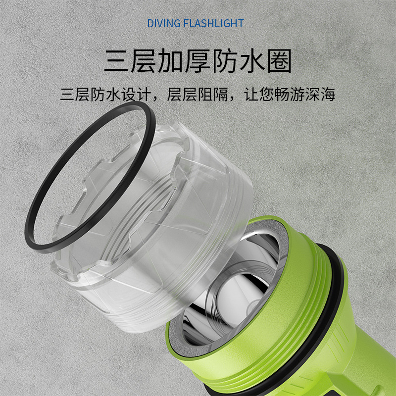 Transfronterizos al aire libre nueva linterna impermeable a prueba de agua de grado de inmersión láser blanco brillante portátil USB linterna de carga