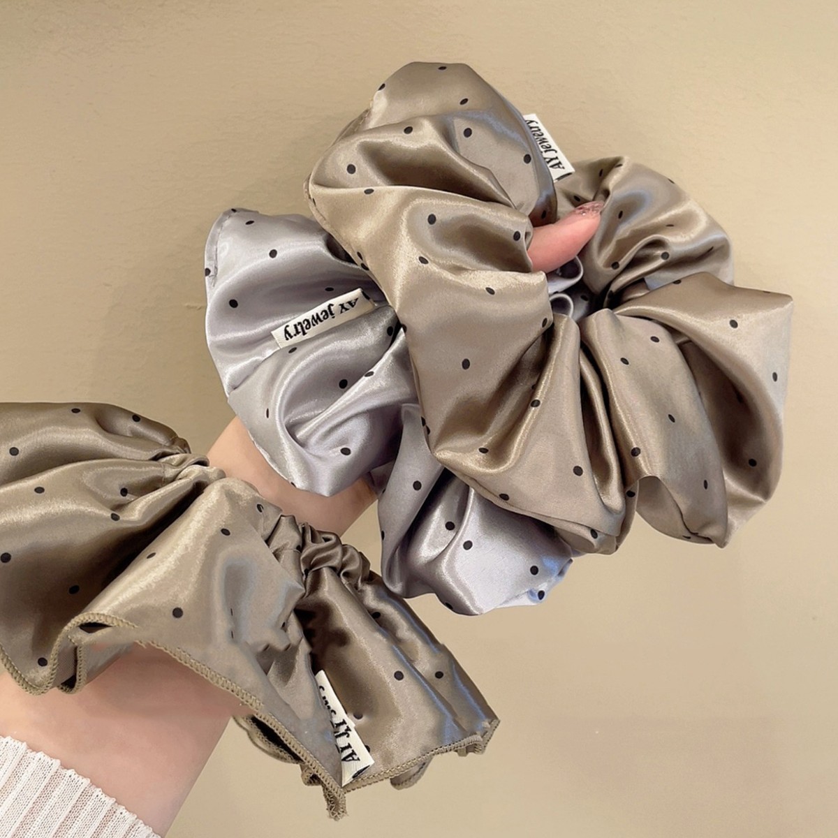 Double Layer Polka Dot Hair Scrunchie For Women Elegant Style_voghion.com