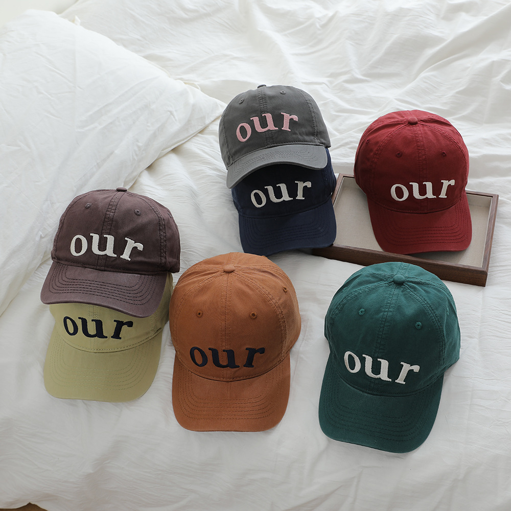 Sombreros de primavera coreanos bordados seleccionados, sombreros de béisbol de moda para niños, letras para niños, sombreros de lengua de pato salvajes