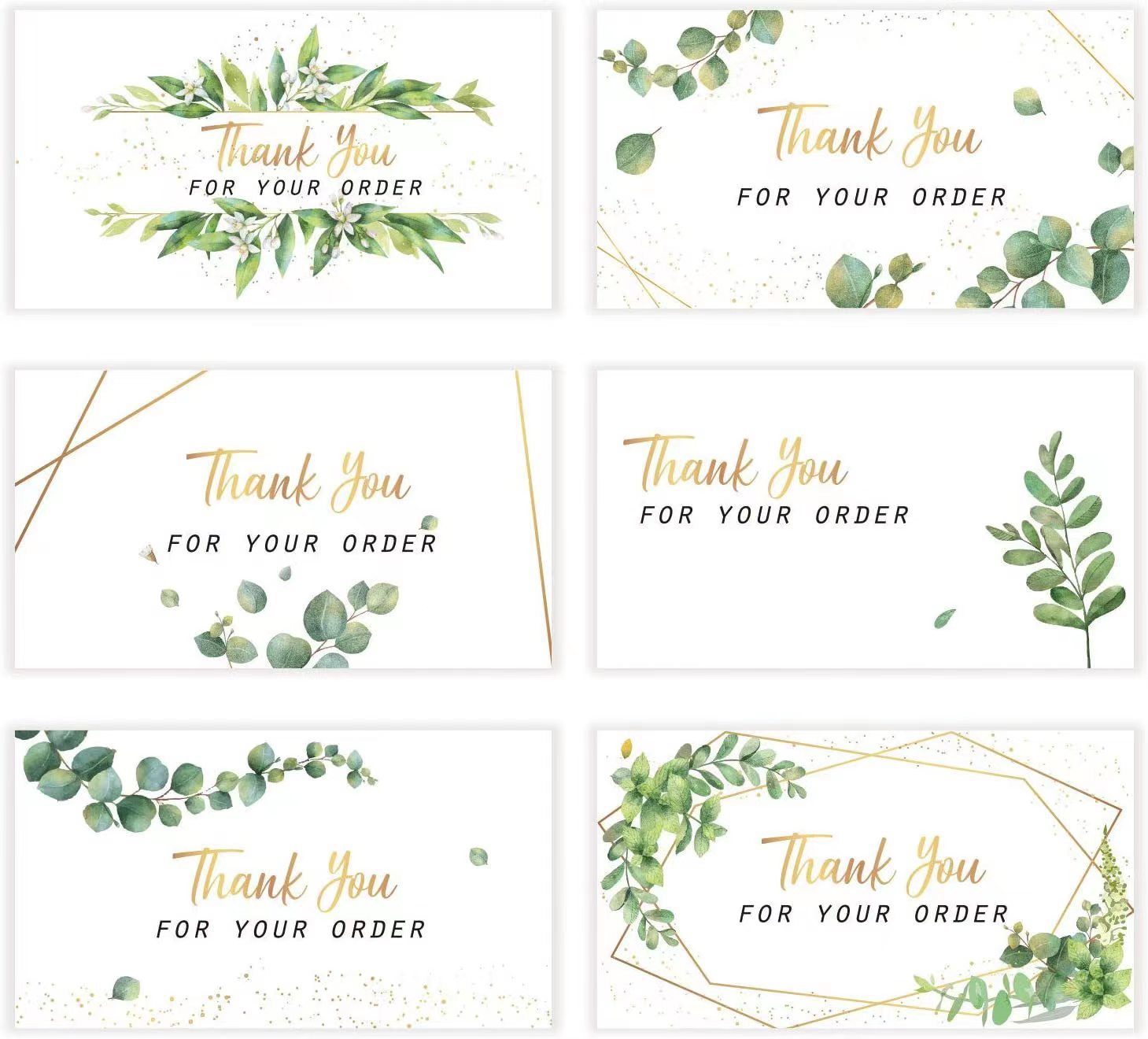 跨境亚马逊感谢Thank you植物不干胶烫金贴纸标签卡片50张/包批发