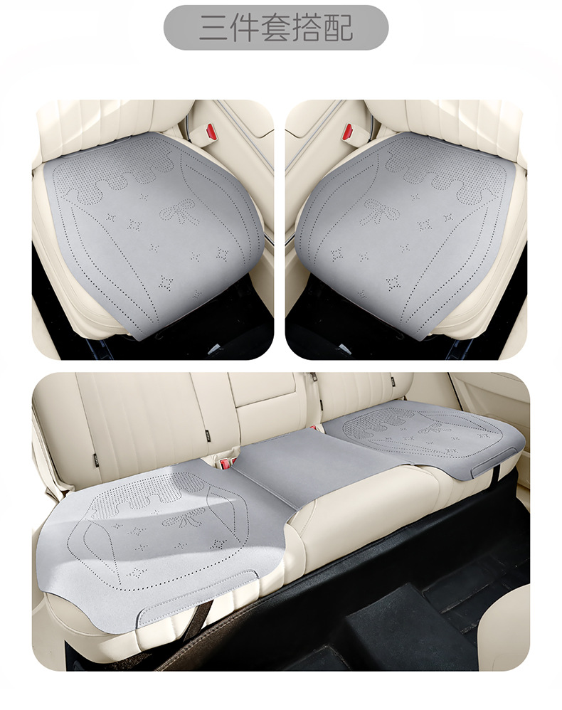 Car Seat Cushion Cartoon Suede Half-Cover Seat Cover New Style Cute Breathable Car Seat Cushion for Women