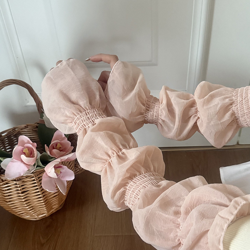 Super hermoso 2025 nueva manga de linterna fresca y dulce de alta calidad para mujer verano protector solar manga de trompeta versión extendida manga para exteriores