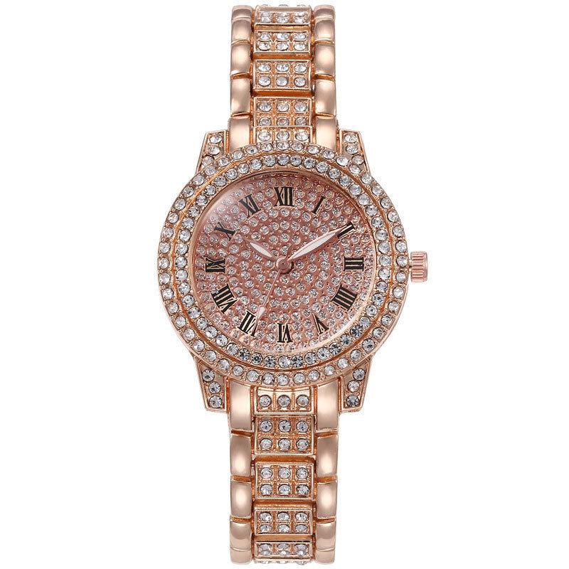 Rose gold baby's breath roman single watch