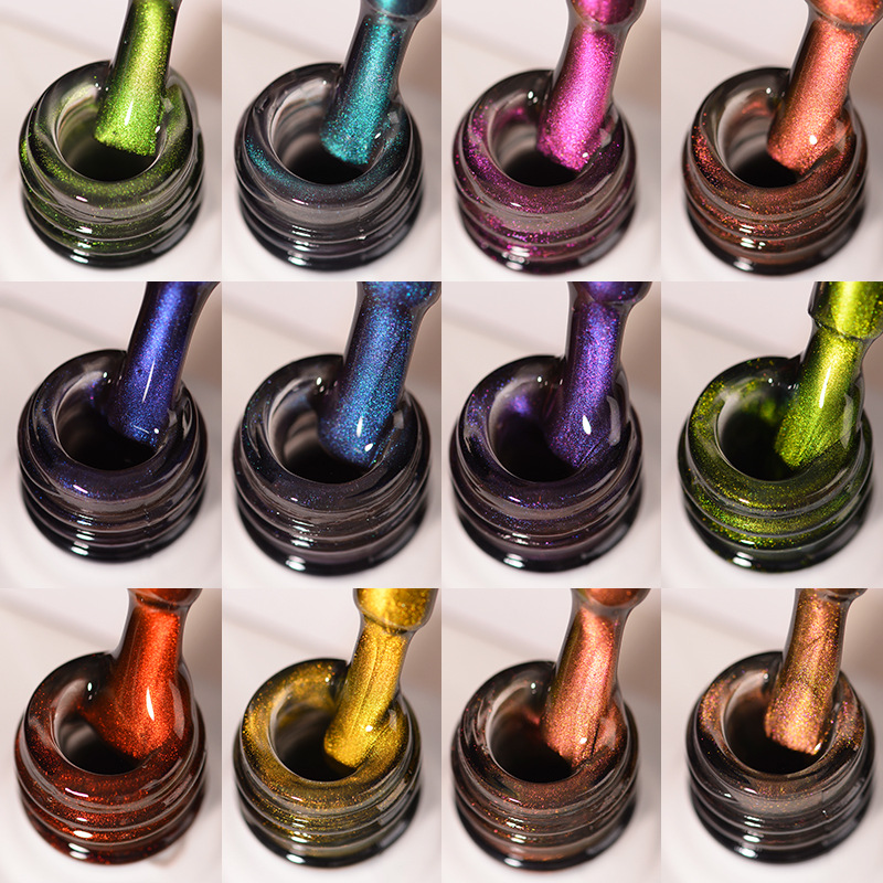 2025年新款显白天使之泪梦幻猫眼胶12色细闪光疗胶跨境美甲胶定制