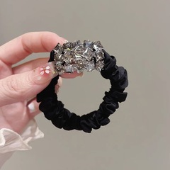 春夏水钻发绳女大肠黑色头绳高级感气质扎头发马尾皮套头饰发饰的