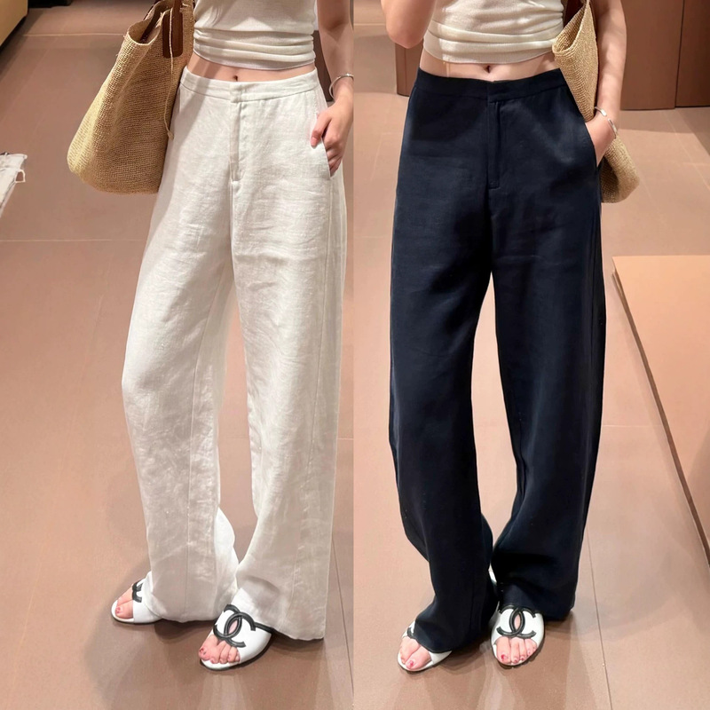 White linen wide-leg pants for women, summer thin style, plus size, for plus-size women, old money style, drapey cotton-linen casual relaxed straight pants White linen wide-leg pants for women, summer thin style, plus size, for plus-size women, old money style, drapey cotton-linen casual relaxed straight pants