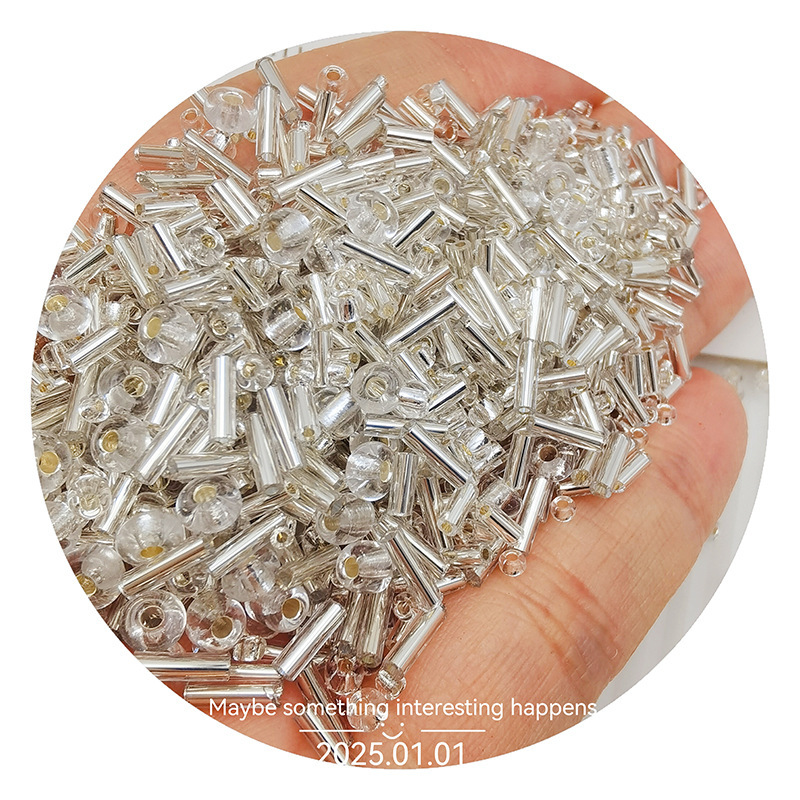 2/3/4mm金银灌银玻璃米珠管珠diy手工串珠材料散珠手链耳饰品配件|undefined