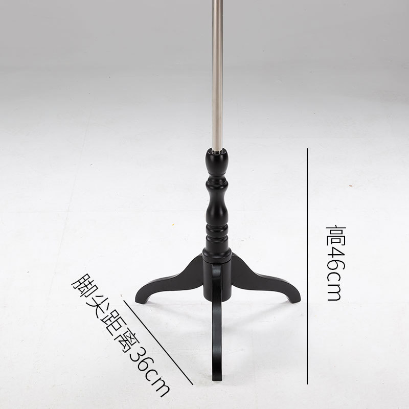 Modelo de base triangular de madera negra, estante de base, estante de exhibición, chasis cuadrado europeo, disco redondo de madera, trípode largo