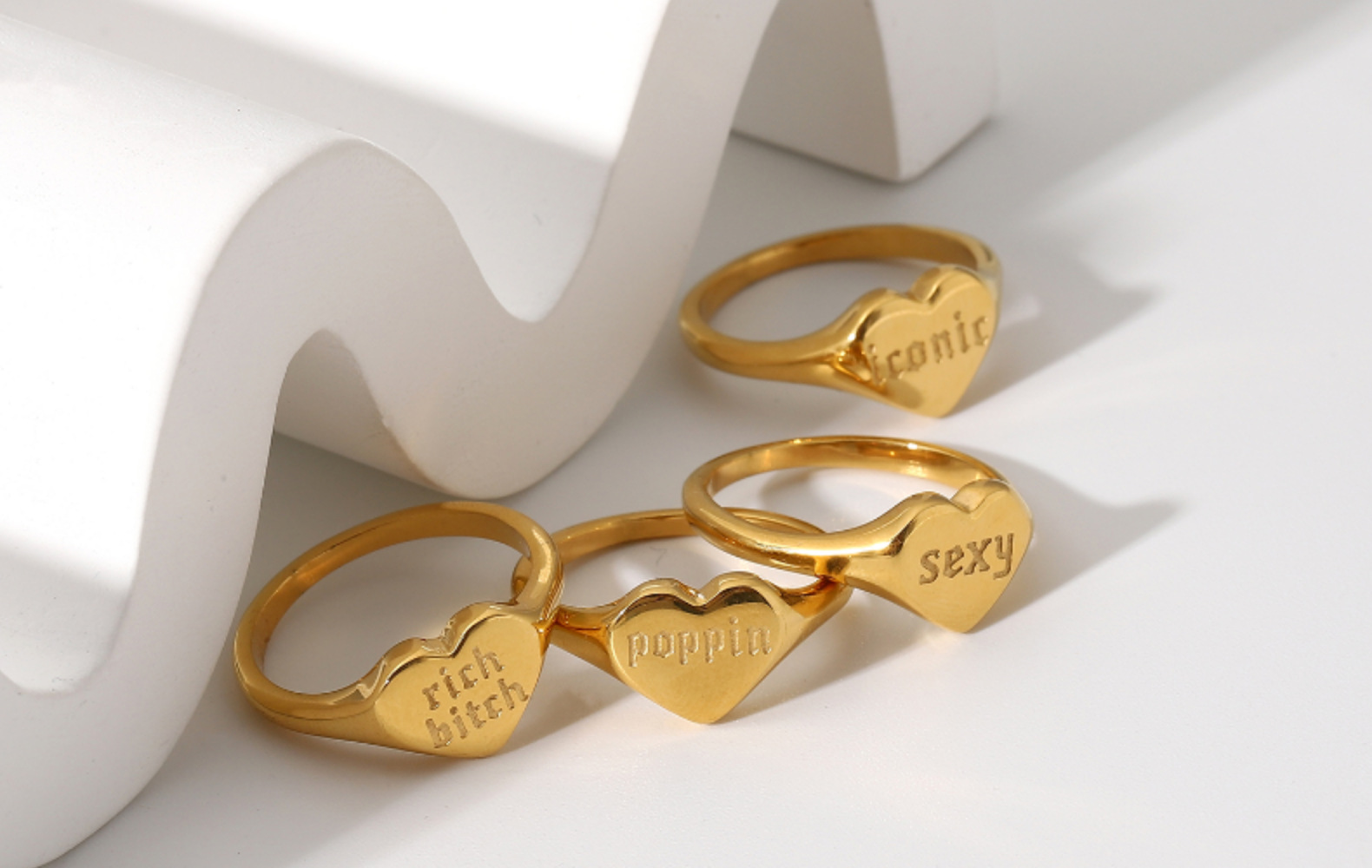 Fashion Geometric Lettering Stainless Steel Ring Wholesale display picture 4