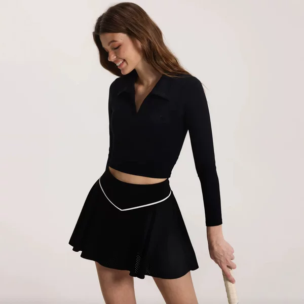 Cross-Border Tennis Suit for Women, Slimming Look Long-Sleeved Fitness Top, High-Elasticity, Quick-Drying, Anti-Exposure Sports Suit