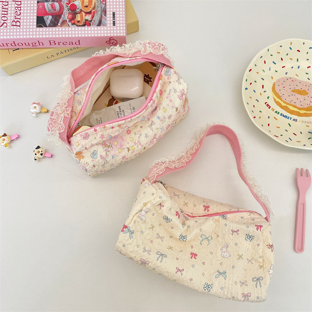 Cartoon Prägetasche Aus Spitze Damen Canvas Schultertasche_voghion.com