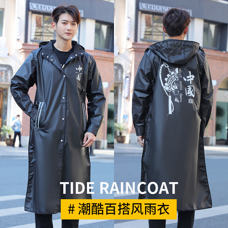 Fashion brand raincoat men's and women's long rainproof hiking electric bicycle single adult poncho wholesale trembles