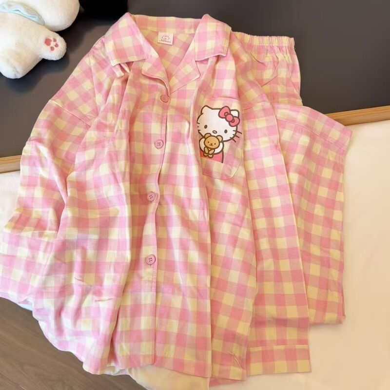 网红爆款凯蒂猫睡衣女春秋季ins长袖长裤套装日系甜美少女家居服|undefined