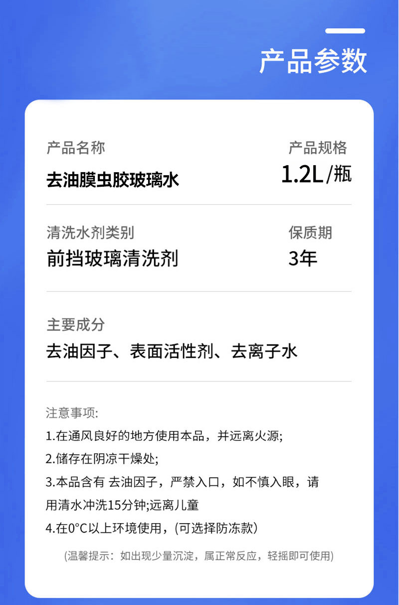 Car windshield washer fluid, powerful oil film and insect residue remover, summer decontamination, strong wiper fluid, winter anti-freeze, suitable for all seasons