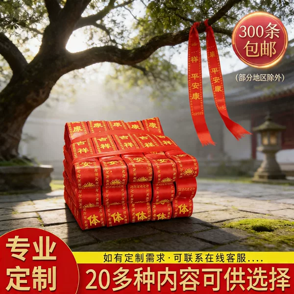 Prayer Ribbons, Wish Ribbons, Tree Hanging Ribbons, Red Ribbons with Writing, Temple Tourist Attractions, Factory Direct Sales, Blessing Ribbons
