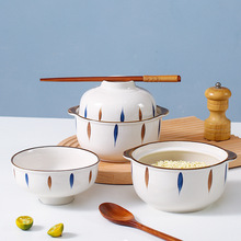 日式簡約蓋碗陶瓷面碗帶蓋雙耳泡面碗家用燉湯碗沙拉碗單個釉下彩