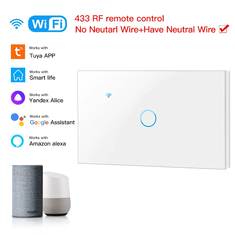 WiFi сенсорный настенный выключатель (Tuya) серия Graffiti, 120 В, голосовое управление Alexa/Google, 1–3 канала